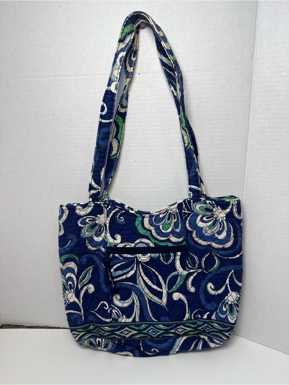 Vera Bradley Quilted Floral Tote Bag in Navy and Green